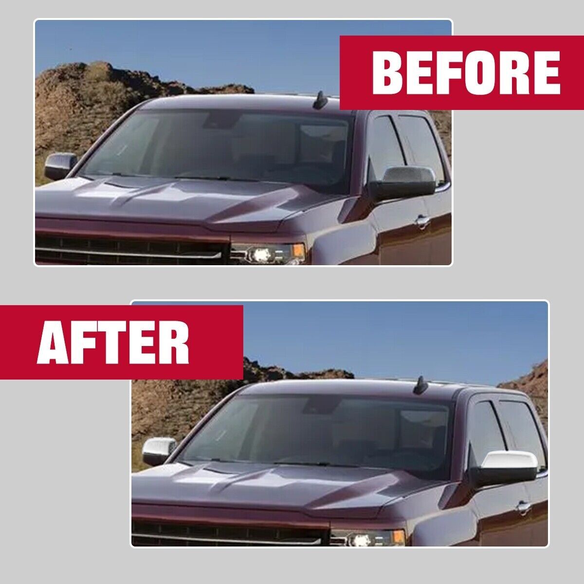 For Chevy Silverado 1500 14-19 Chrome Door Handle+Mirror+Tailgate Cover+Cam Hole