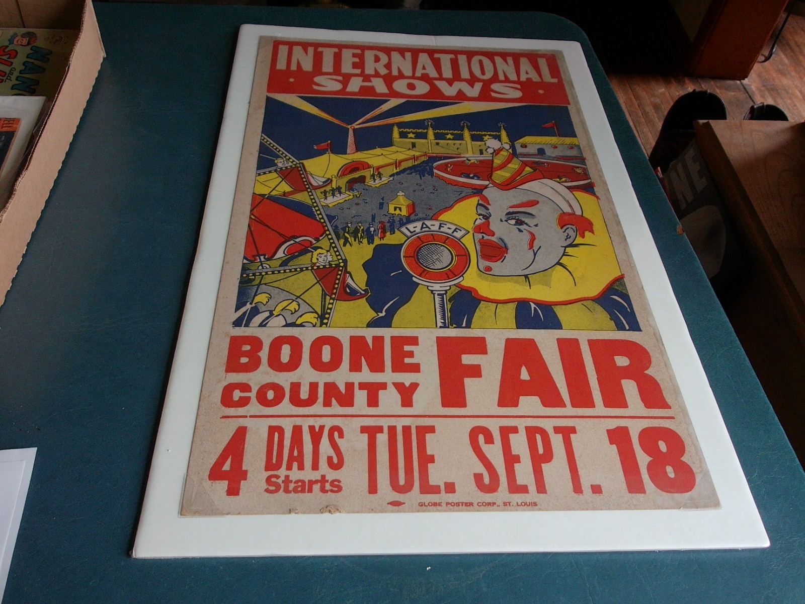Vtg 70's Boone County Fair International Shows Poster Clown Circus Lot 26-4-20