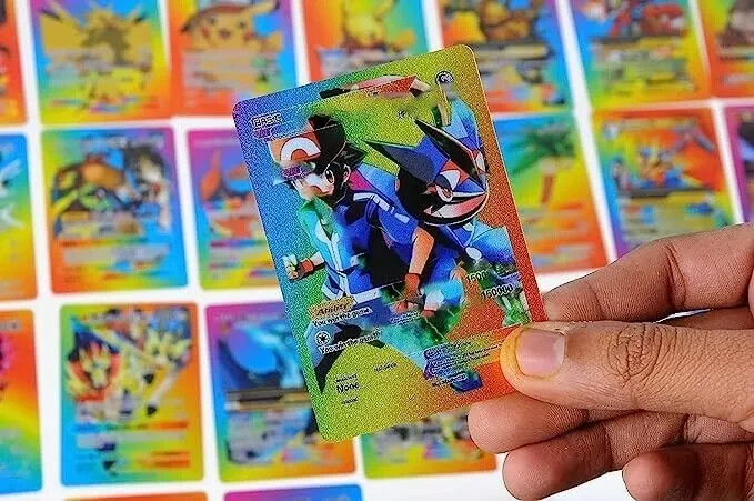 Pokemon 55 PCS Rainbow Foil Card Assorted Cards TCG Deck Box Vmax GX Rare Cards