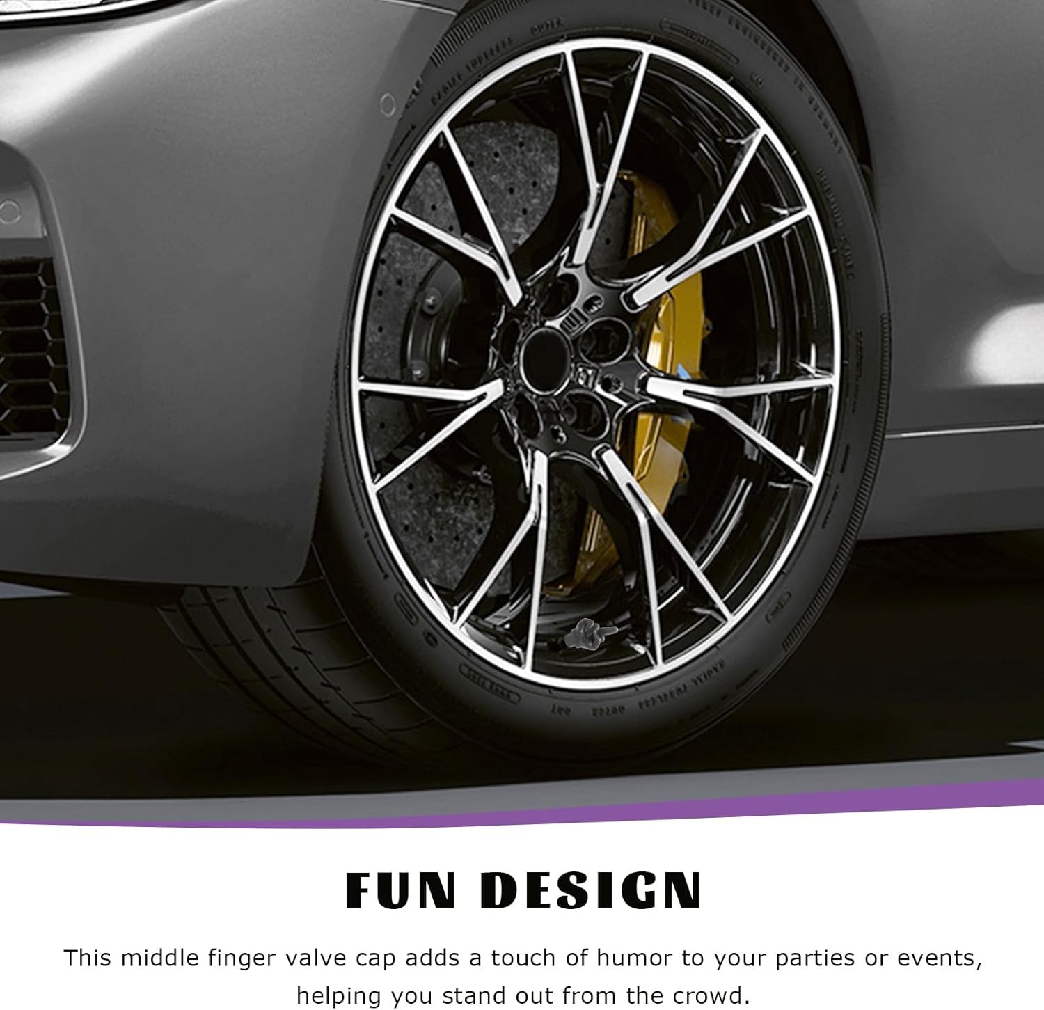 4PCS Middle Finger Universal Valve Stem Cap, Prank Vehicle Tyre Stem Caps Dust P