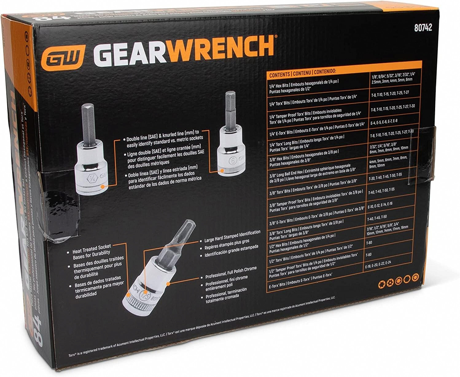 GEARWRENCH 80742 Master SAE/Metric Hex And Torx Bit Socket Set - 84 Pc.
