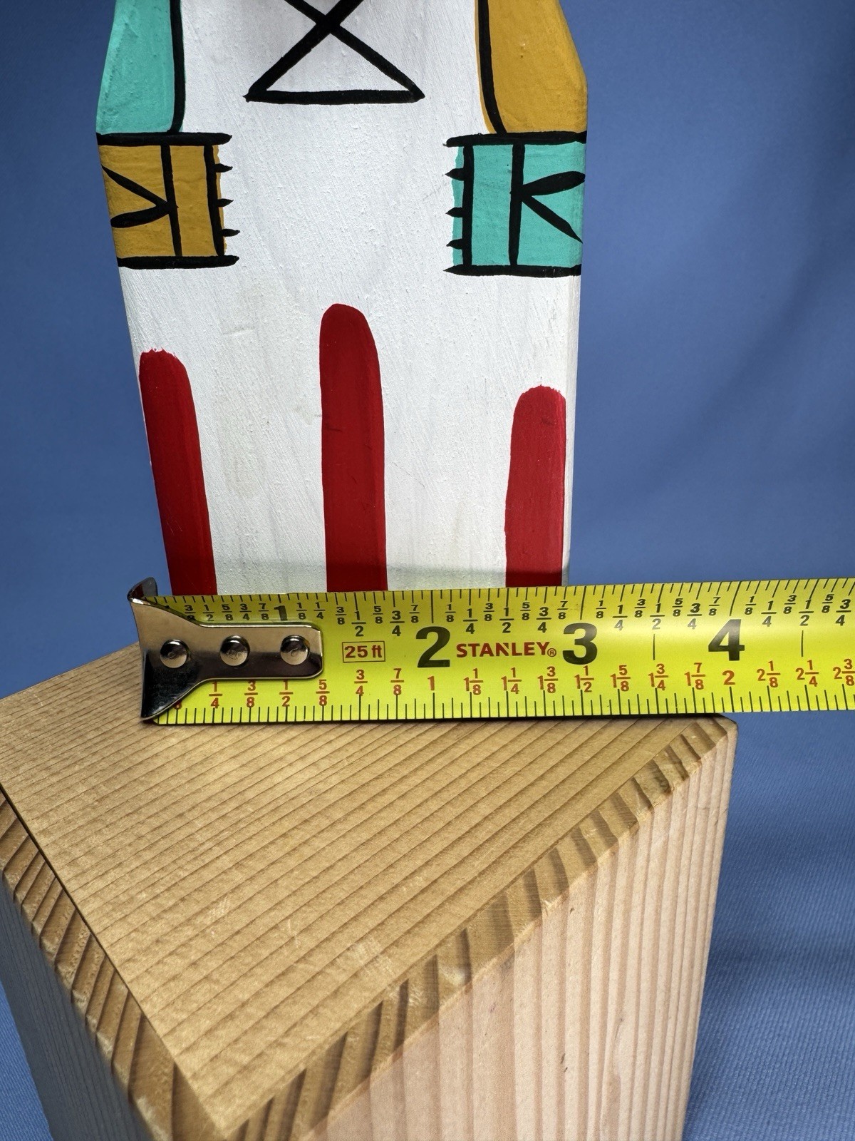 VTG Hopi Puchtihu Corn Kachina Flat Carved Wood With Feathers 7” Sign Puhuyesua