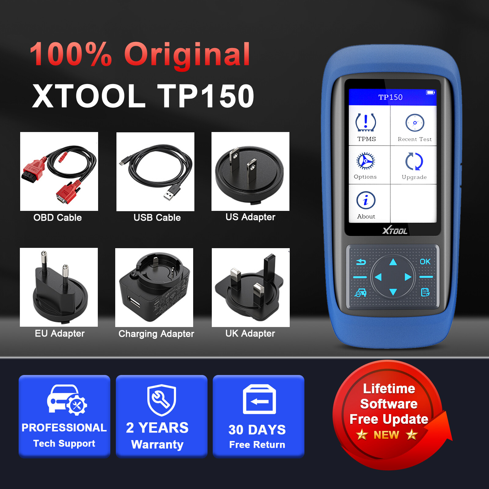 XTOOL TP150 TPMS Tire Sensor Relearn/Reset/Activate/TS100 Programming Tool