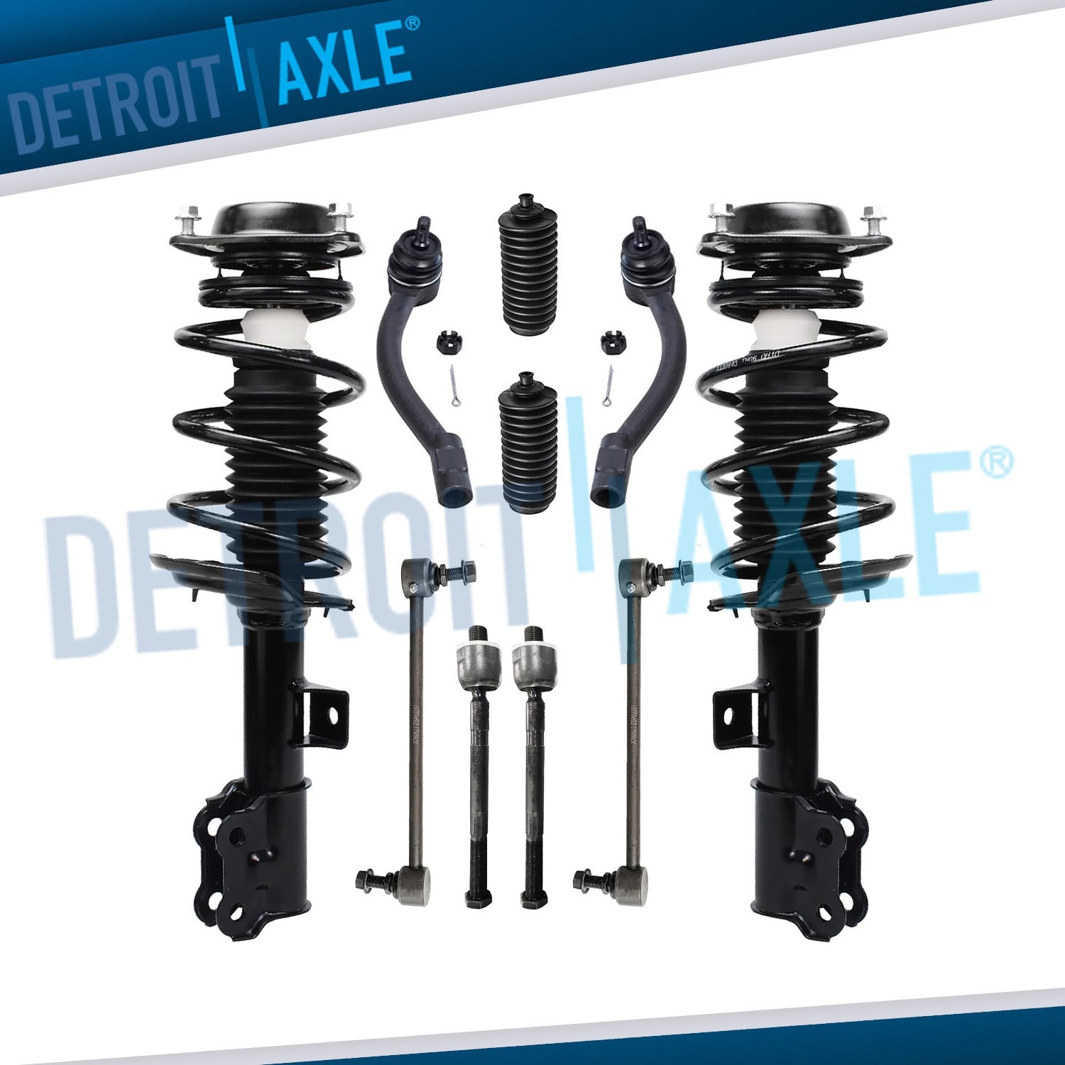 Front Struts w/ Coil Springs Sway Bars Tie Rods for 2011 - 2016 Hyundai Elantra