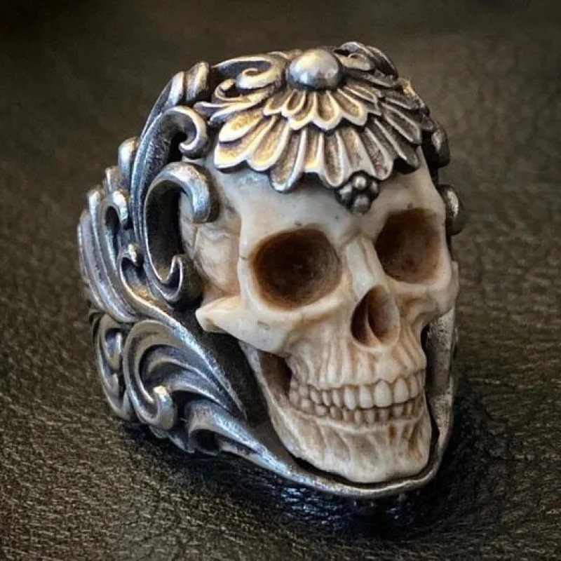 Human Skull Skull Open Ring Jewelry Gothic Silvery Adjustable Resizable