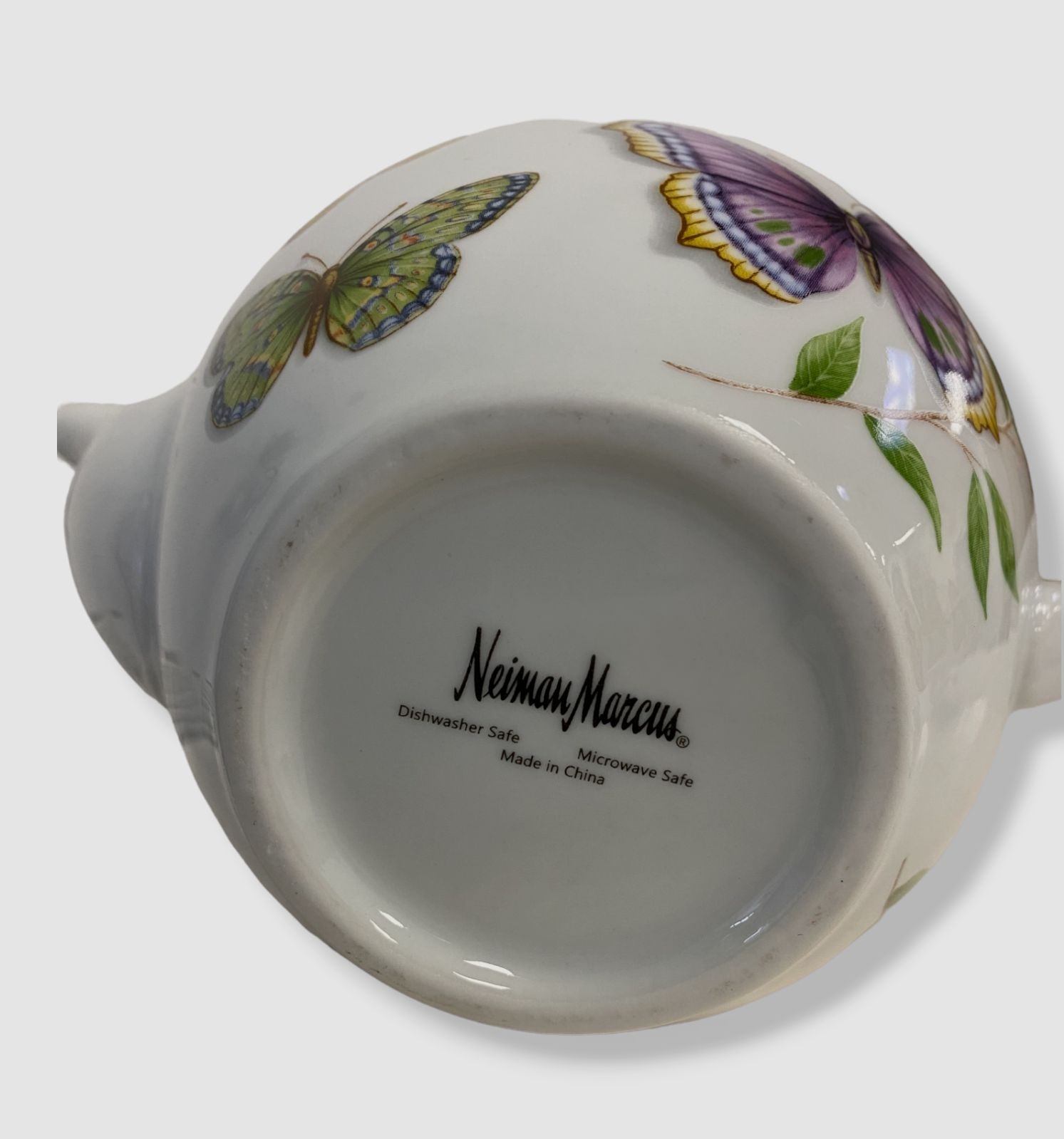 $43 Neiman Marcus White Multicolored Porcelain Butterfly Patterned Teapot