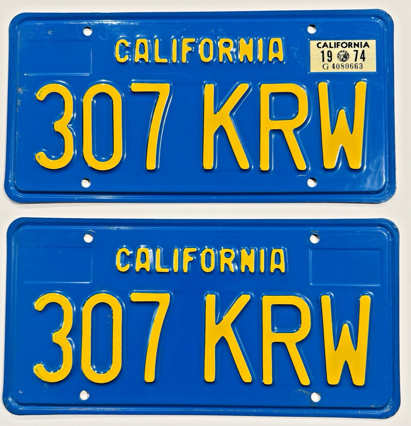 1970's California License Plates DMV Clear 1974 Chevrolet Chevelle