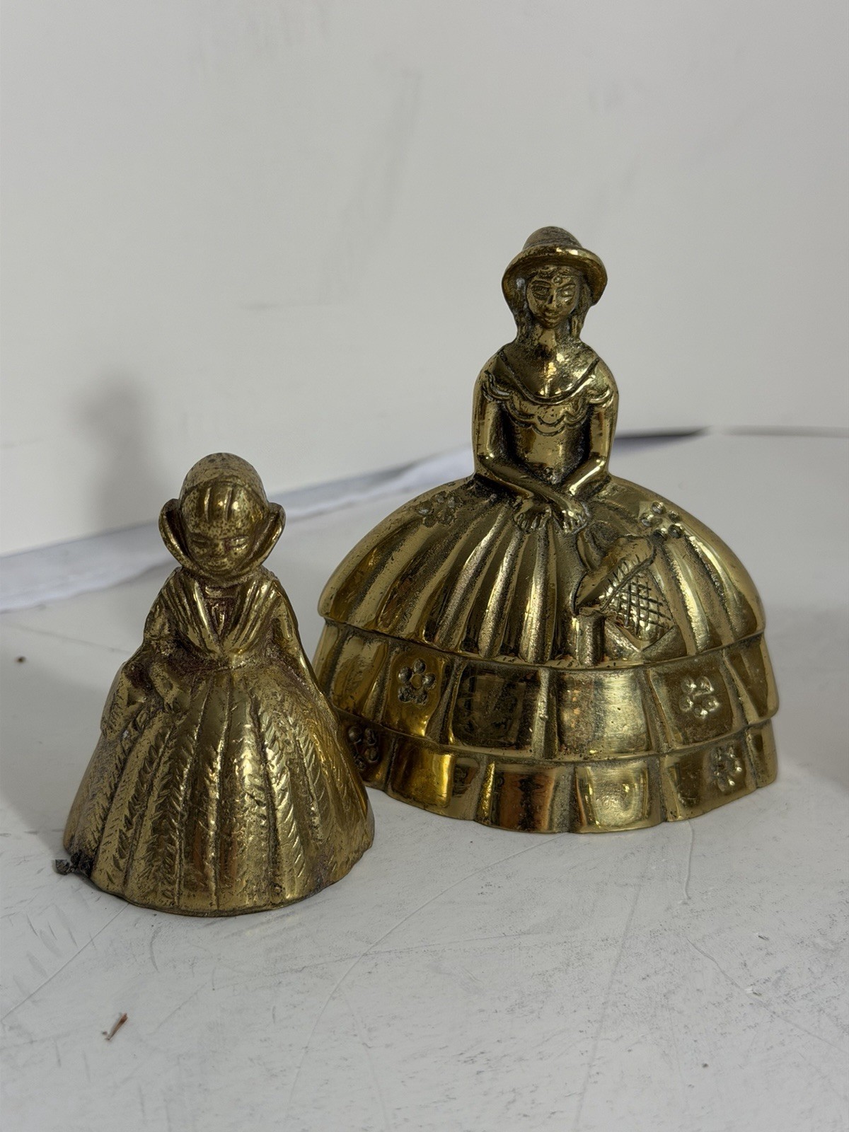 Vintage Brass Bell Lot 8pcs Mixed Decor Apple Figurine Lady MCM Metal