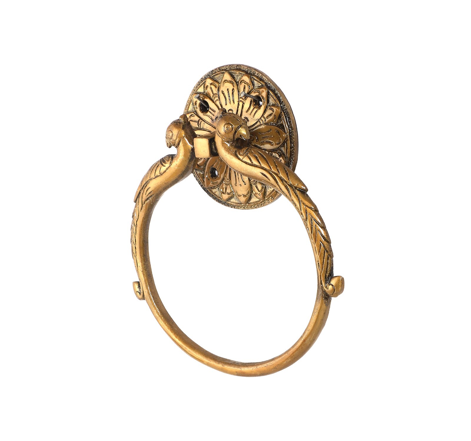 Twin Peacock Design Brass Towel Hanger, Brass Towel Holder