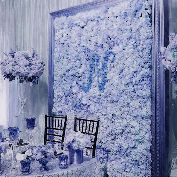4 Serenity Blue Hydrangea Flowers Mat Wall Backdrop Panels Wedding Decorations