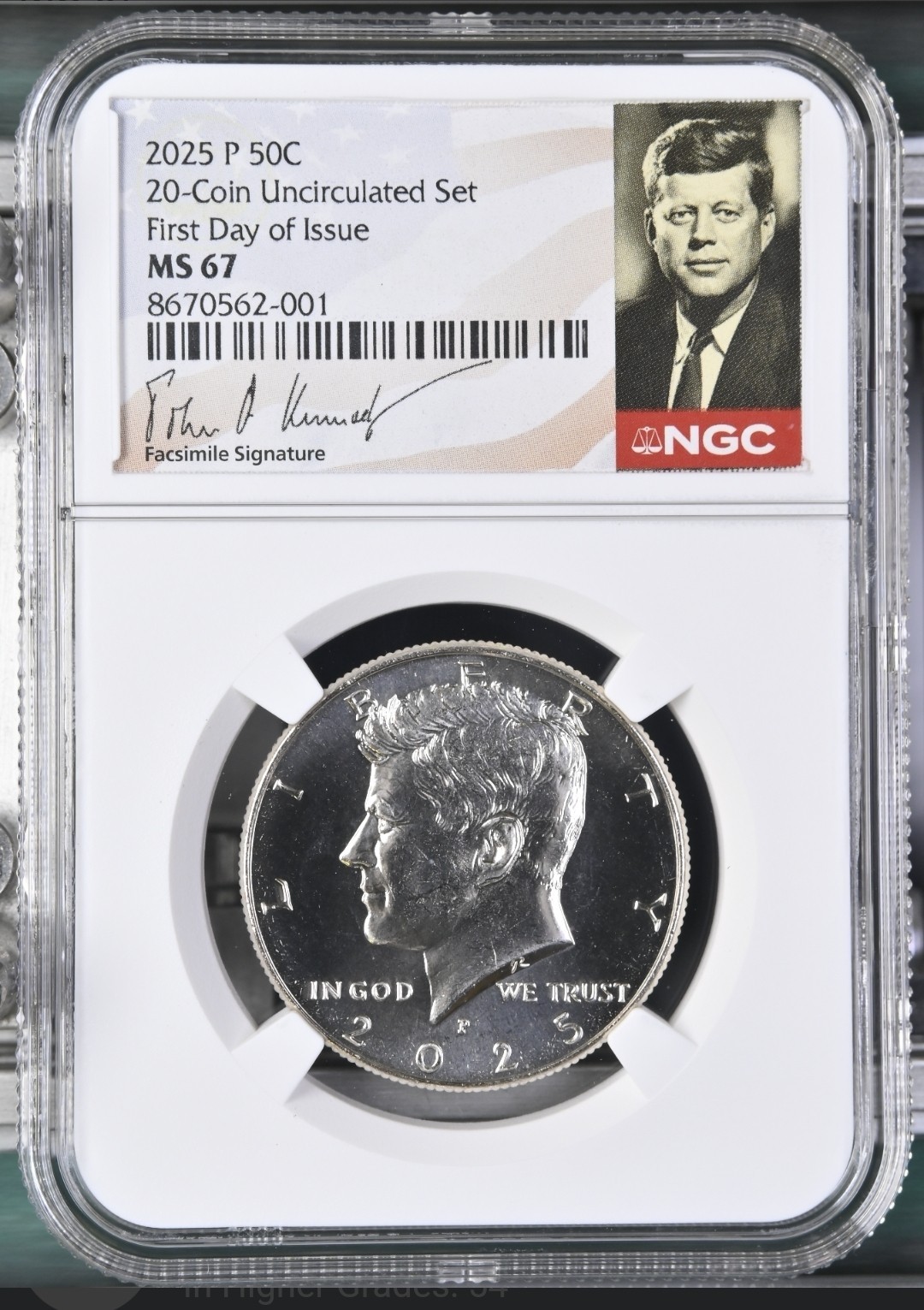 2025 P & D KENNEDY NGC MS67 HALF DOLLAR FIRST DAY ISSUE FDI, 50c Signed !%