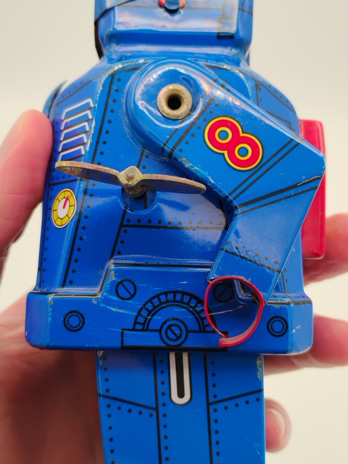 Unbranded No. MS403 Wind-Up 7" Walking Blue Space Robot, Working Partially