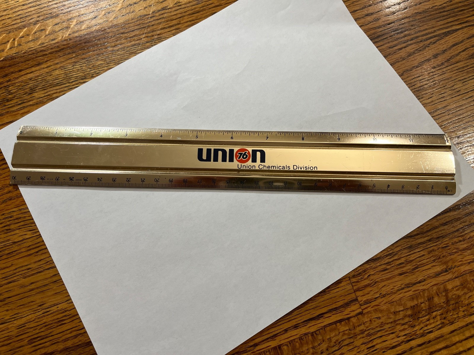 Union 76 Gold Tone Metal 12" Ruler