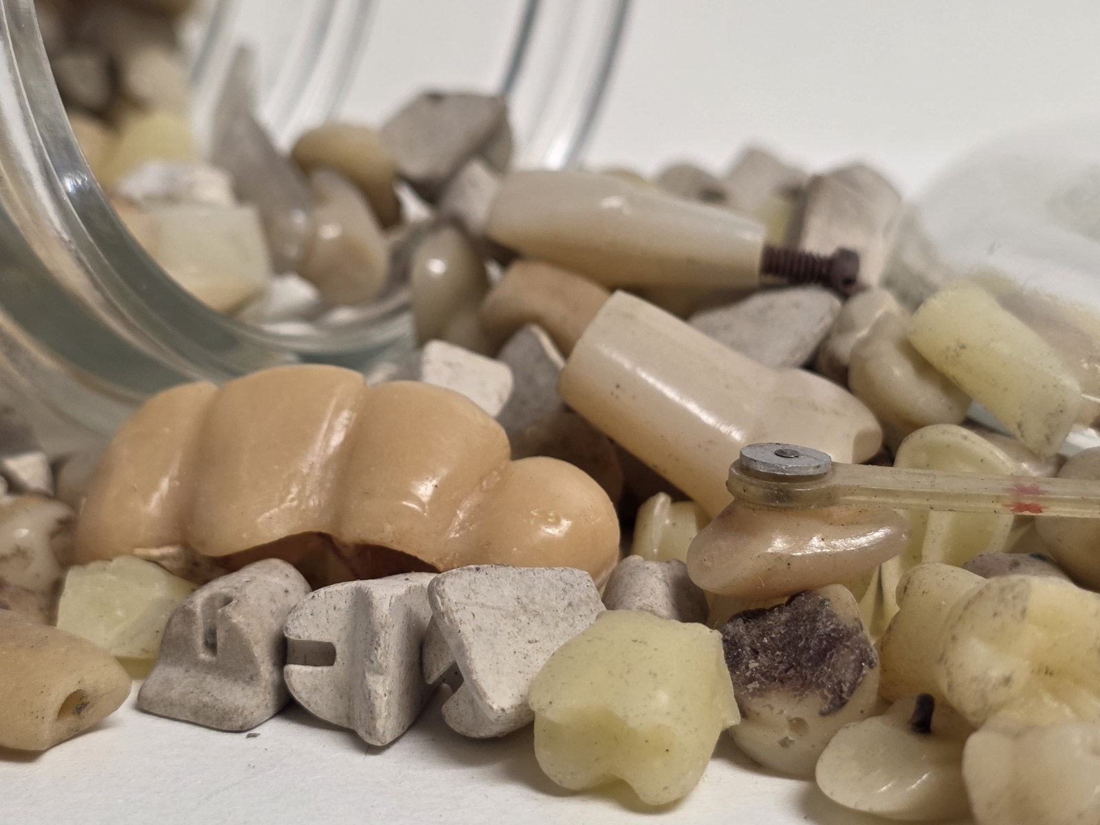 Oddity Atlas Jar Full of Fake Teeth - Ceramic, Plastic, Glass, Metal