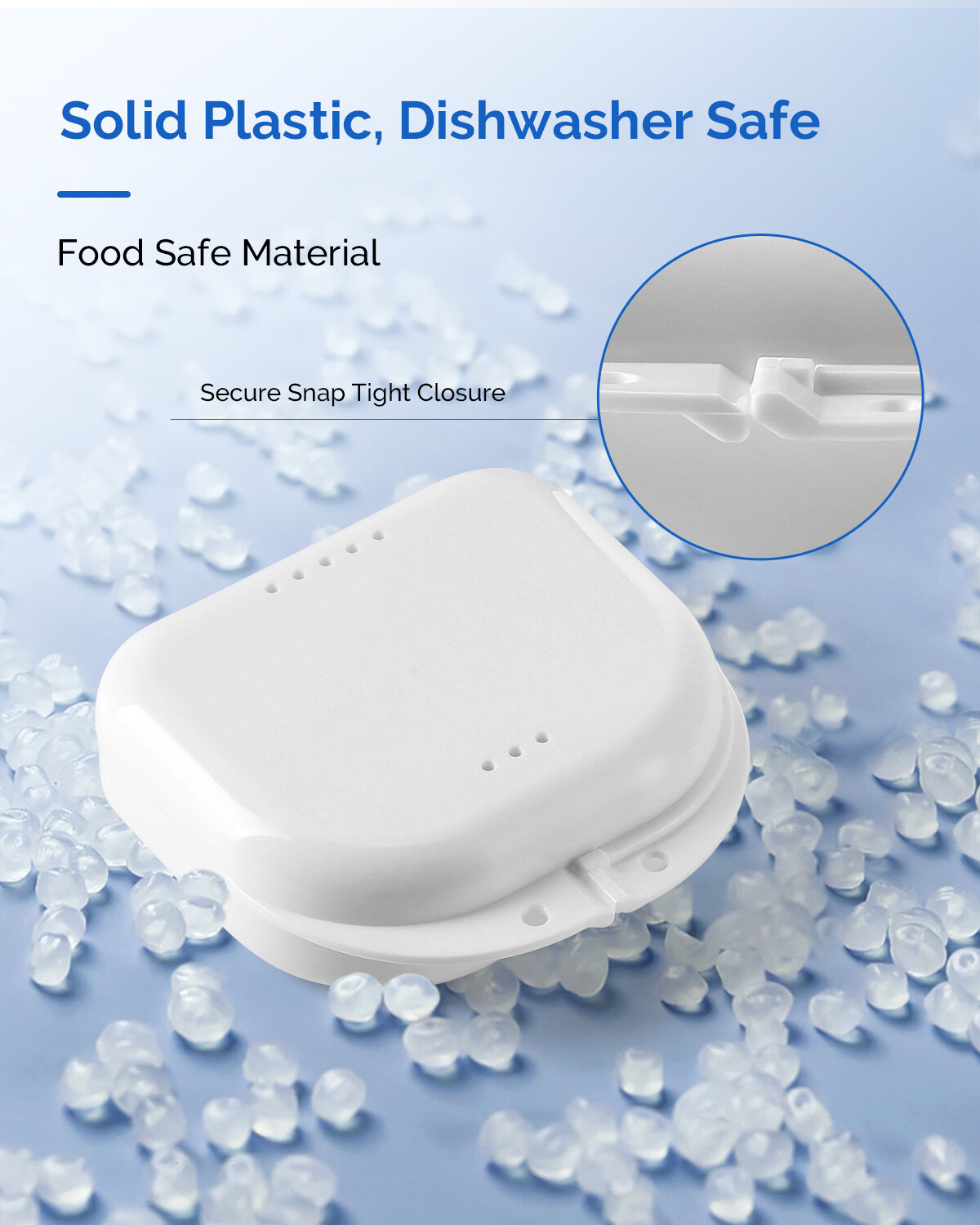 JMU Retainer Case with Vent Holes Storage Mouth Guard Case w/ Tight Snap Closure