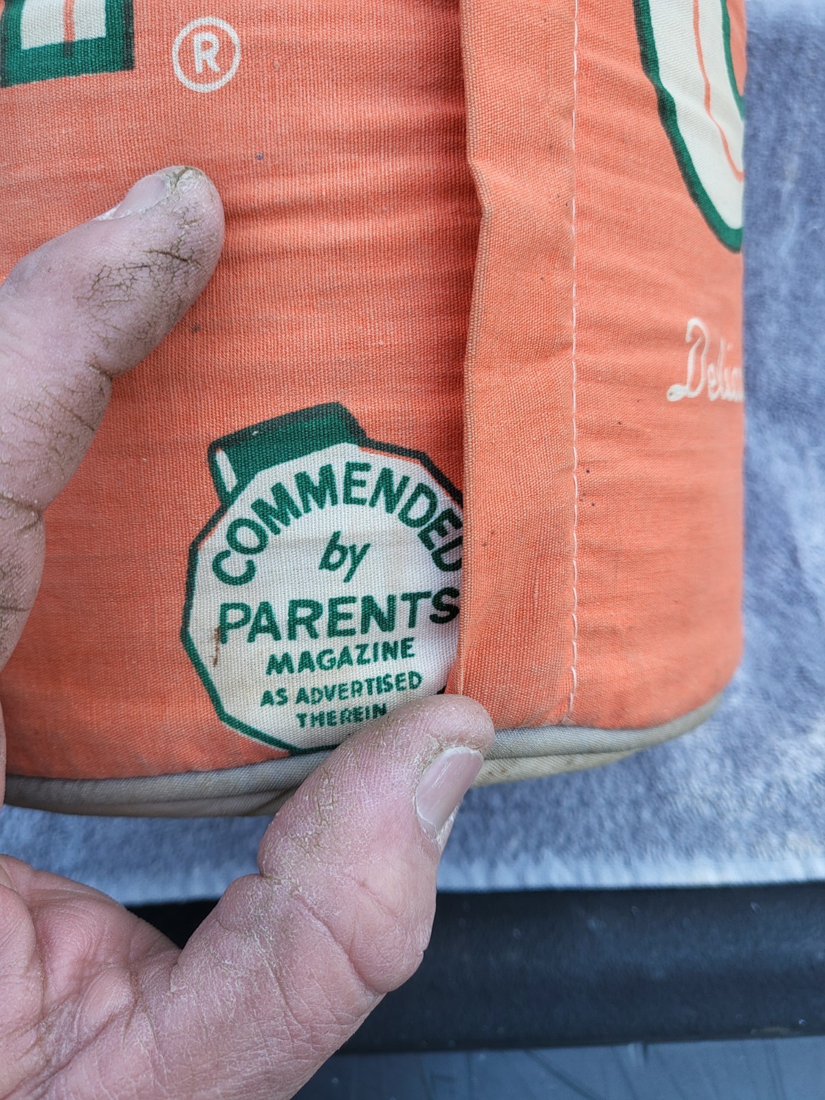 Orange Crush Pillow Can Advertising Sign, NOT FLANGE.