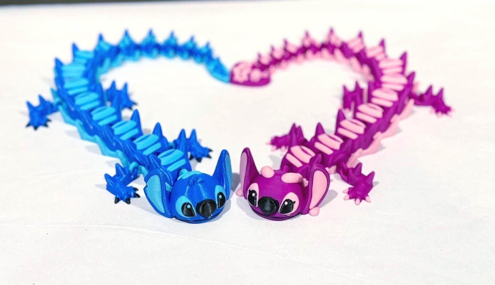 3D Printed Flexi Stitch & Angel Dragons – Posable Toy Figures, Collectible
