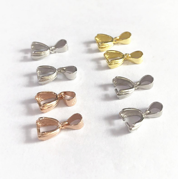 925 Sterling Silver Pinch Clip Bail Clasp Charm Pendant Connector DIY Finding