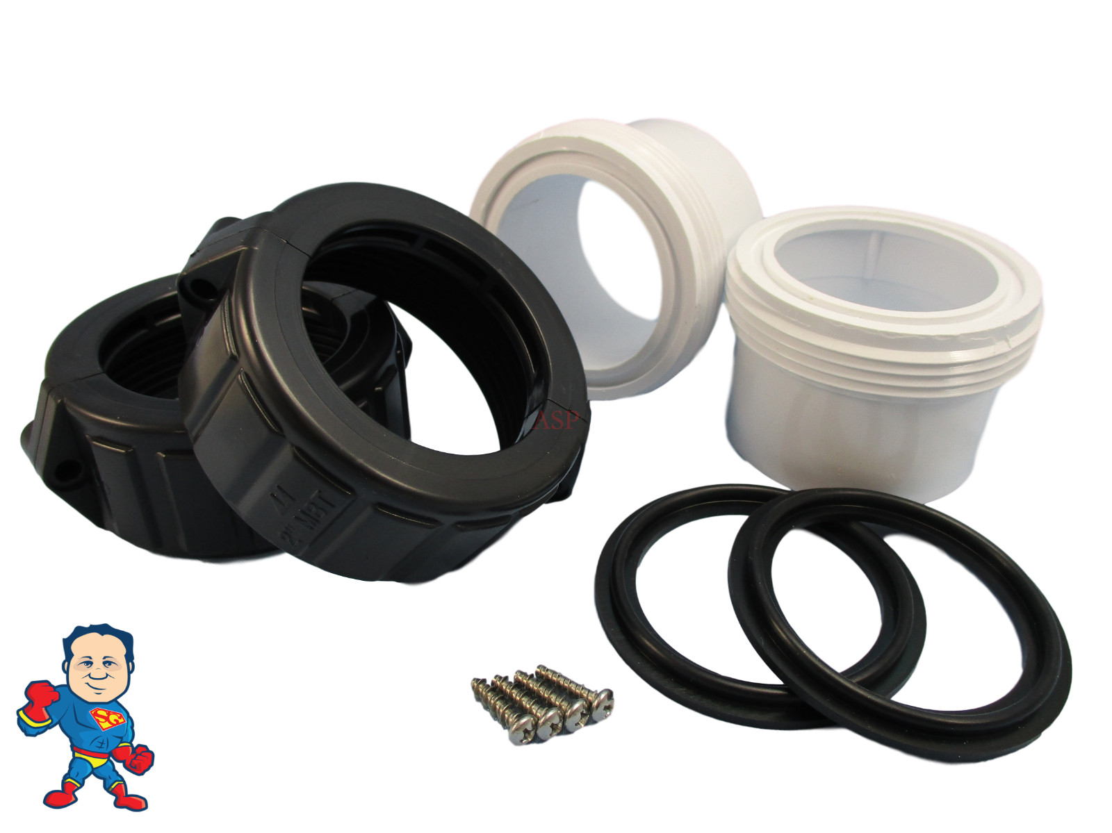 2X Hot Tub Spa 2" Split Nut & Union Kit for Heater Union & Gasket Video How To