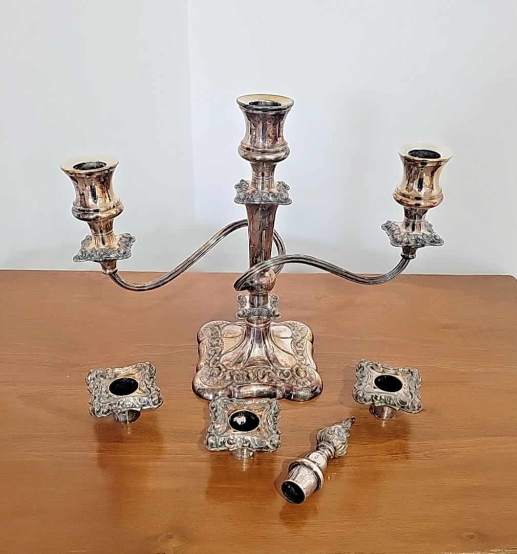 Gorgeous International Silver Co 3 Arm Silver Plated Candelabra 508