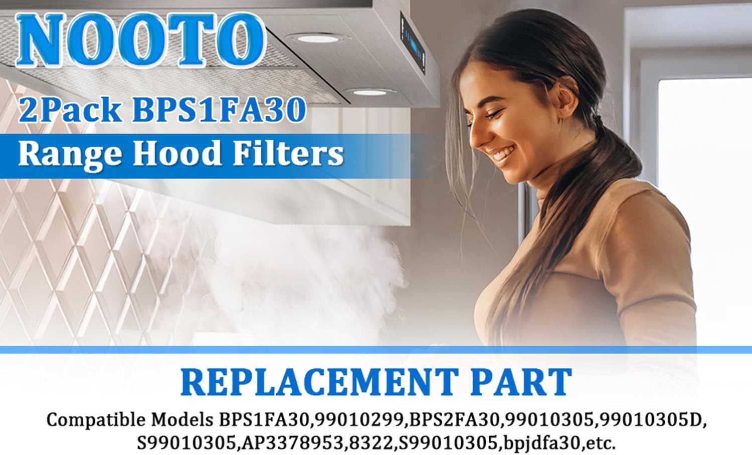 2 Pack BPS1FA30 99010299 Range Hood Grease Filter 11-3/4" X 14-1/4" X 3/8" Alumi