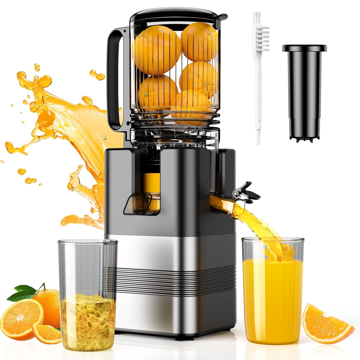 TINANA MP-802T Cold Press Masticating Juicer Machine, 5.4 In Wide Feed Chute,