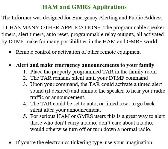 Federal Signal Informer UHF 450-470 MHz DTMF & Tone Alert Radio - GMRS, HAM