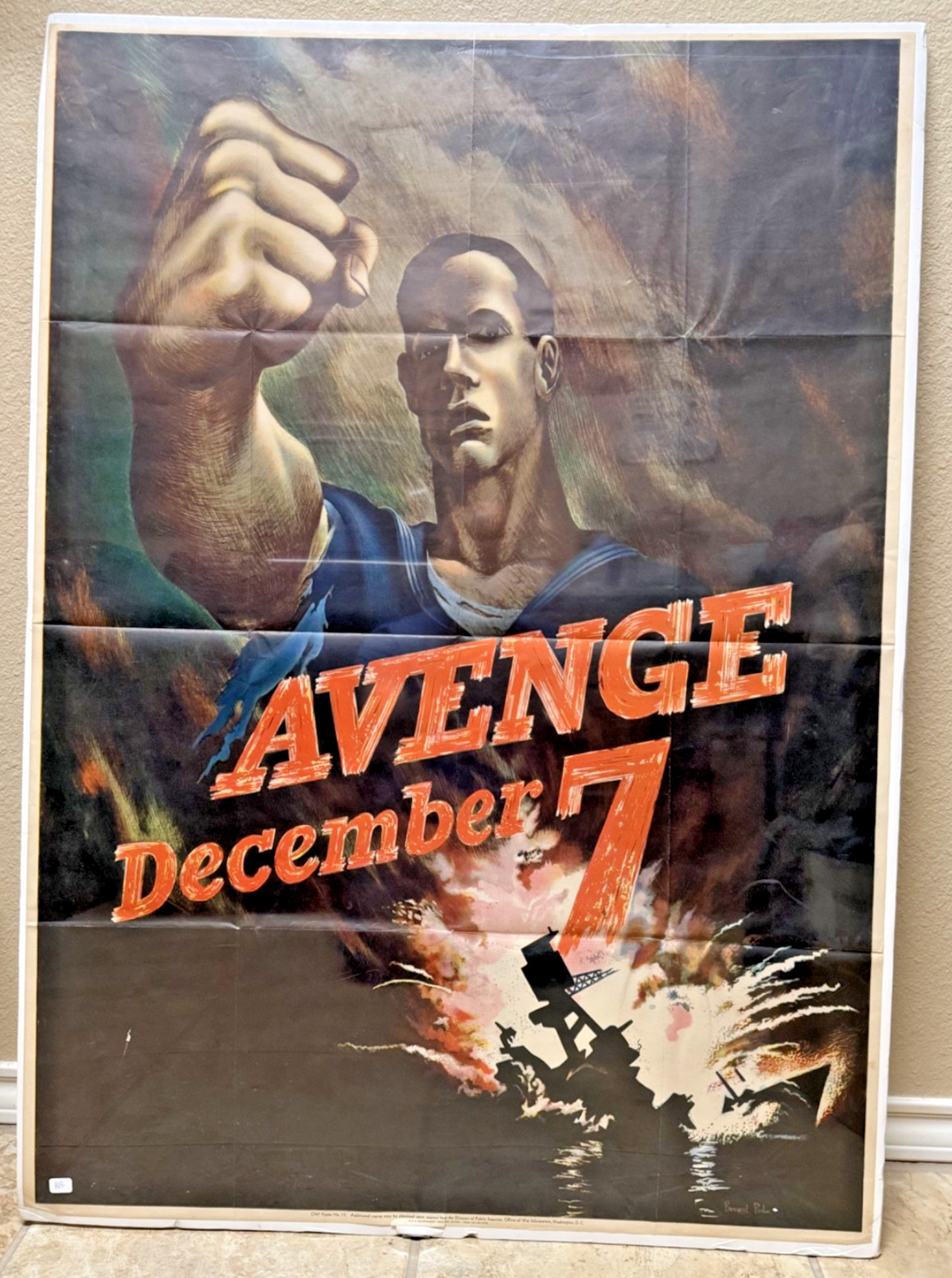 AVENGE DECEMBER 7 - US Government WWII 1942 Poster ORIGINAL