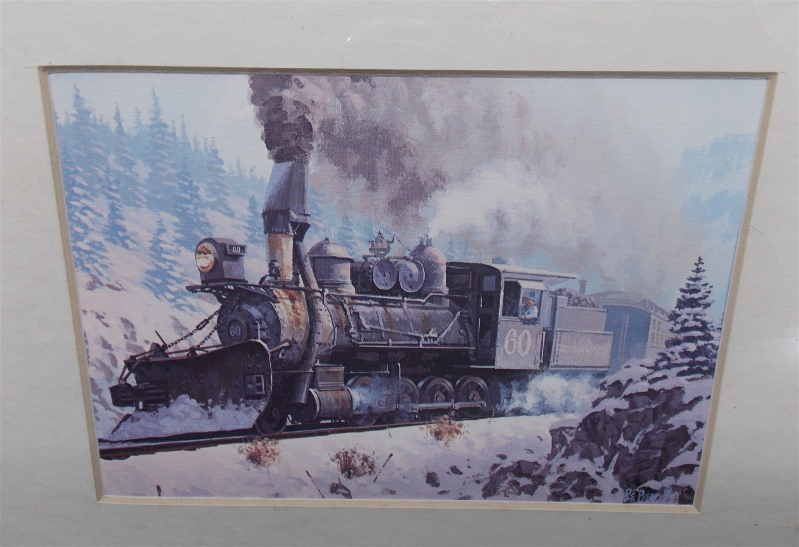 Framed & Matted Colorado & Southern Railroad Locomotive #60 Ready for Display