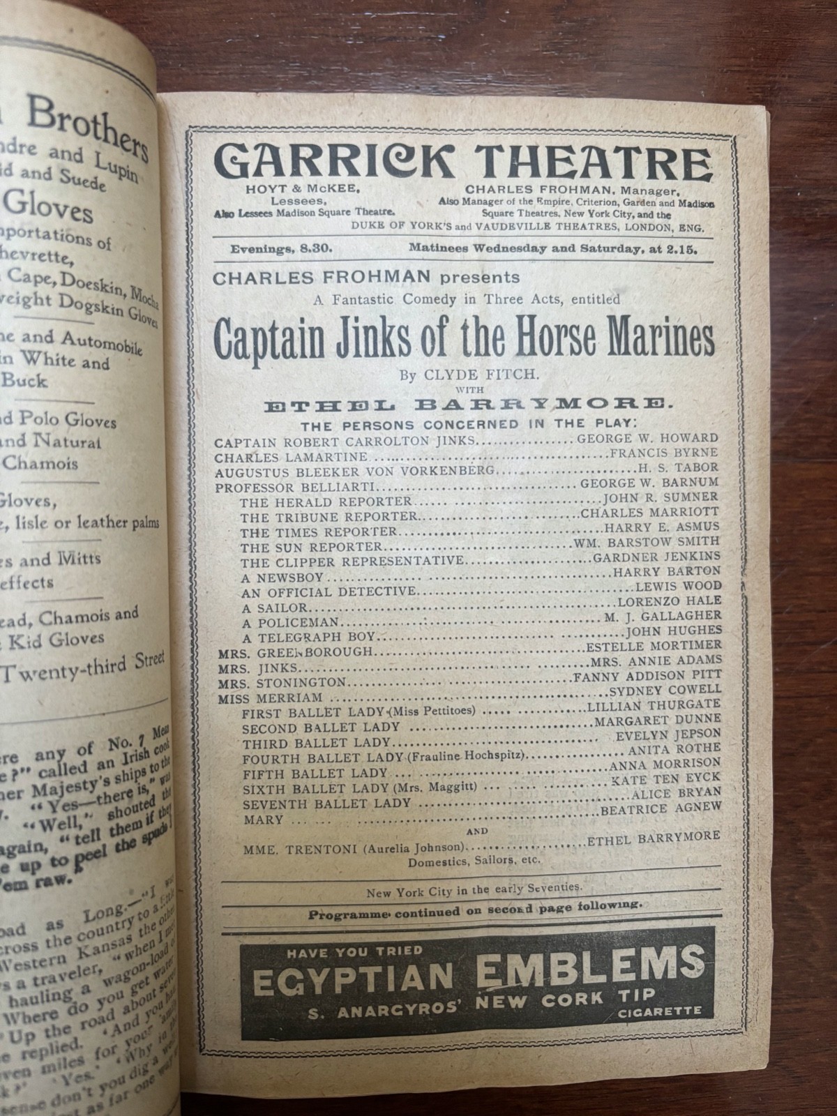ANTIQUE THEATRE PROGRAMS 1901-1905 - 45 BOUND IN A BOOK MANY THEATRES BARRYMORE