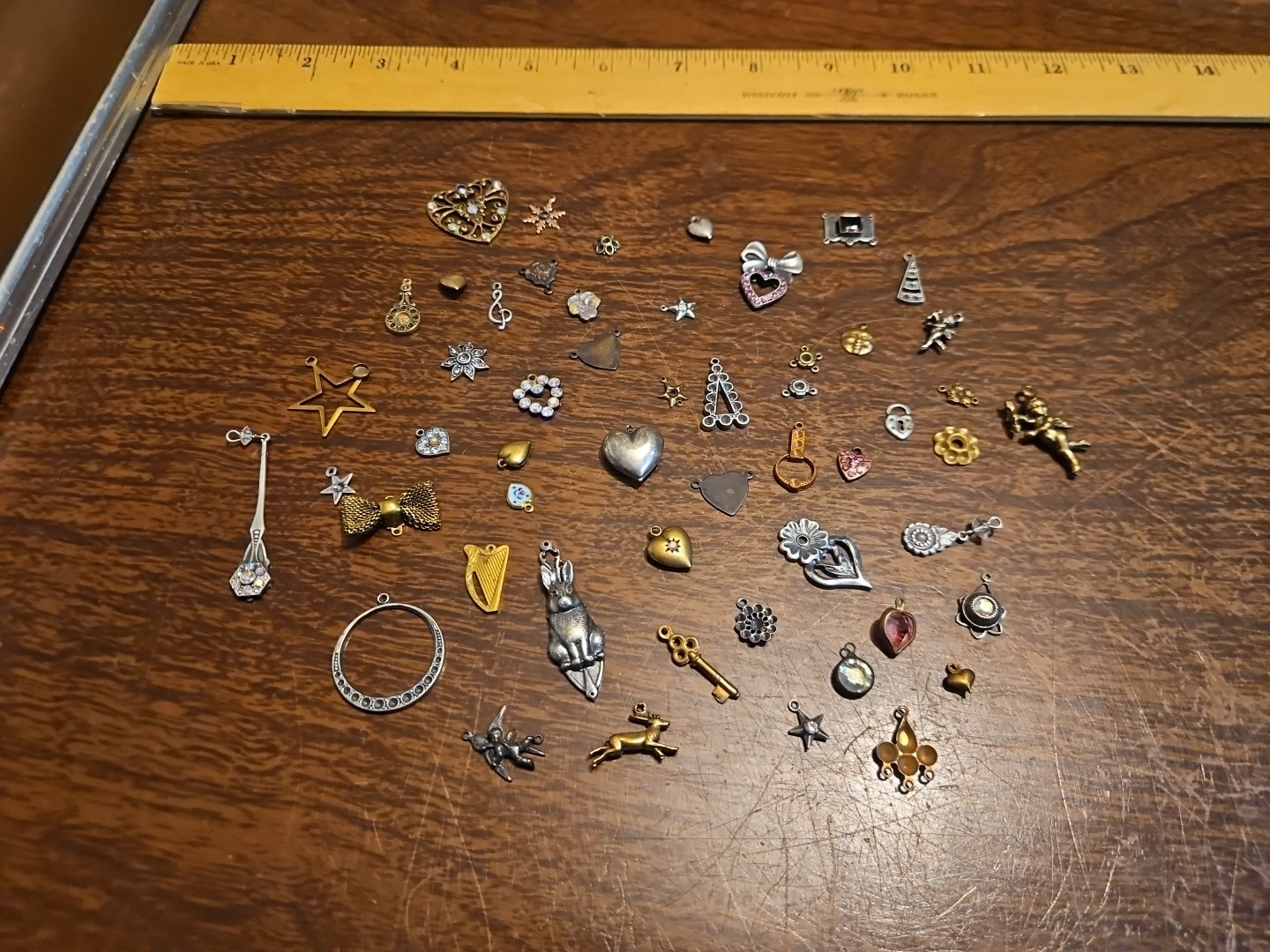 Lot Of 50 Mixed Parts Pcs France Vintage 60s Brass Stampings Findings Jewelry 24