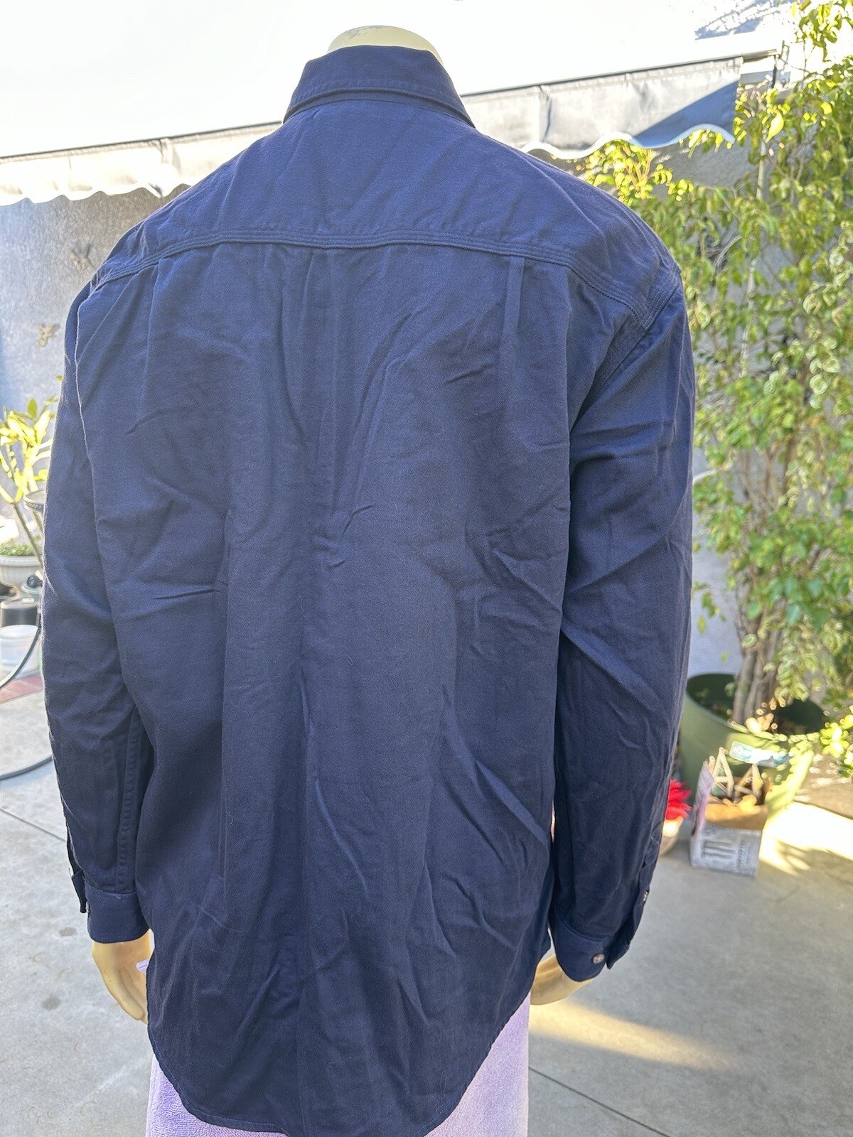 2 Carhartt FR Button Down Cotton Work Shirts Large RG Navy