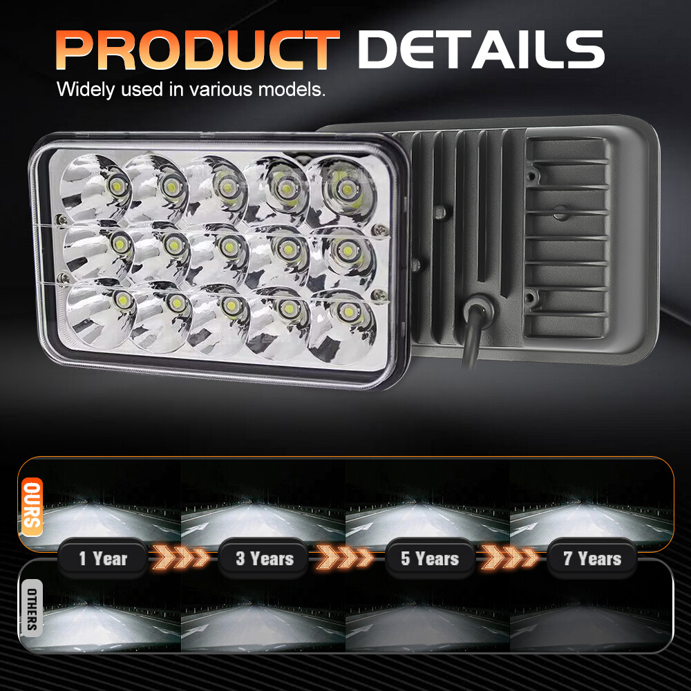 2PCS 4X6" DOT 90W LED Headlights For BLIZZARD Snowplow Snow Plow 680LT 720LT 810