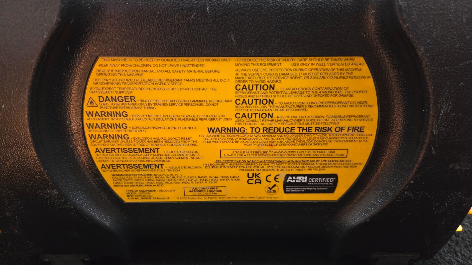 Appion G5 TWIN Refrigerant Recovery Machine Unit