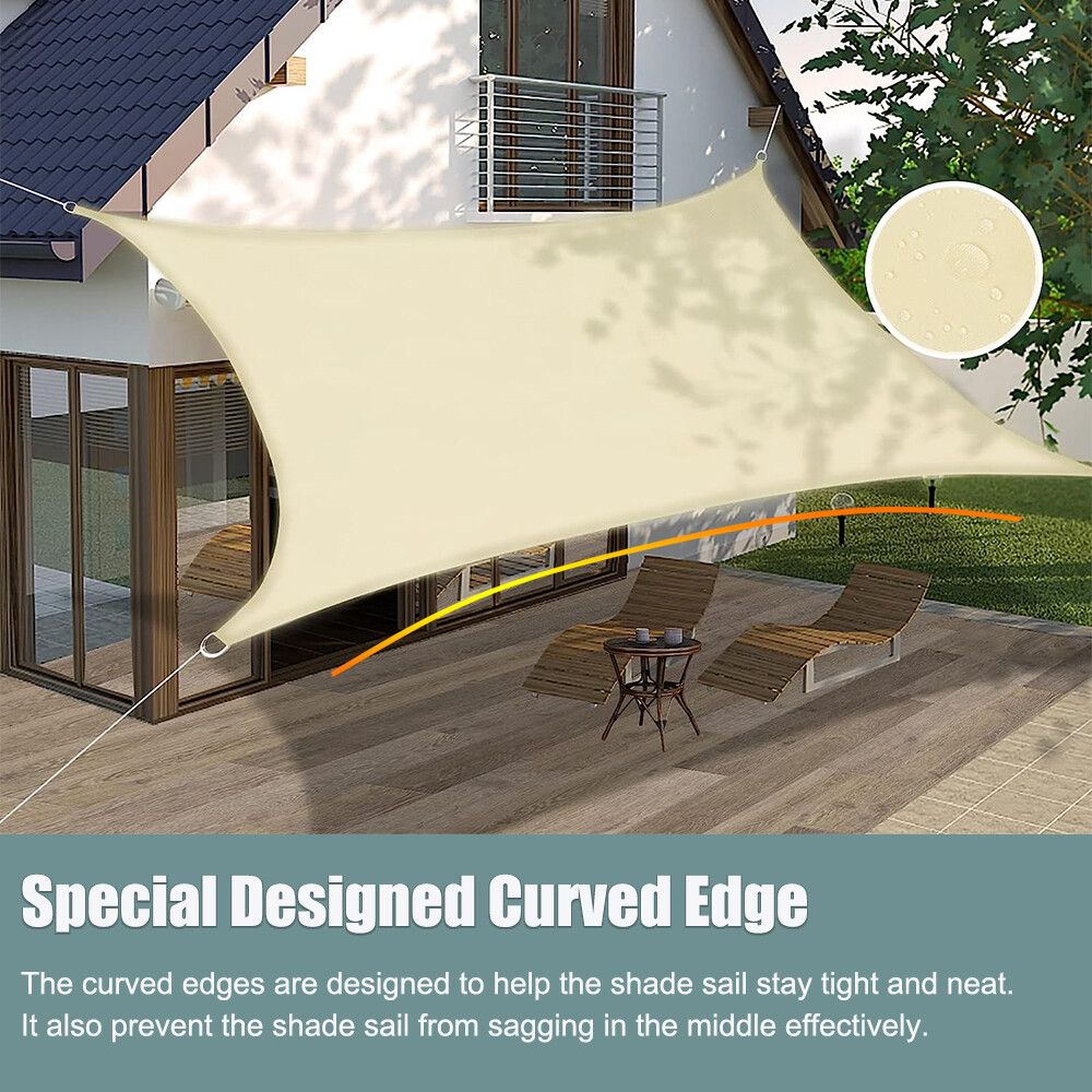 Waterproof Shade Sail Patio Awning Outdoor Garden Pool Sun Canopy Shelter Cover