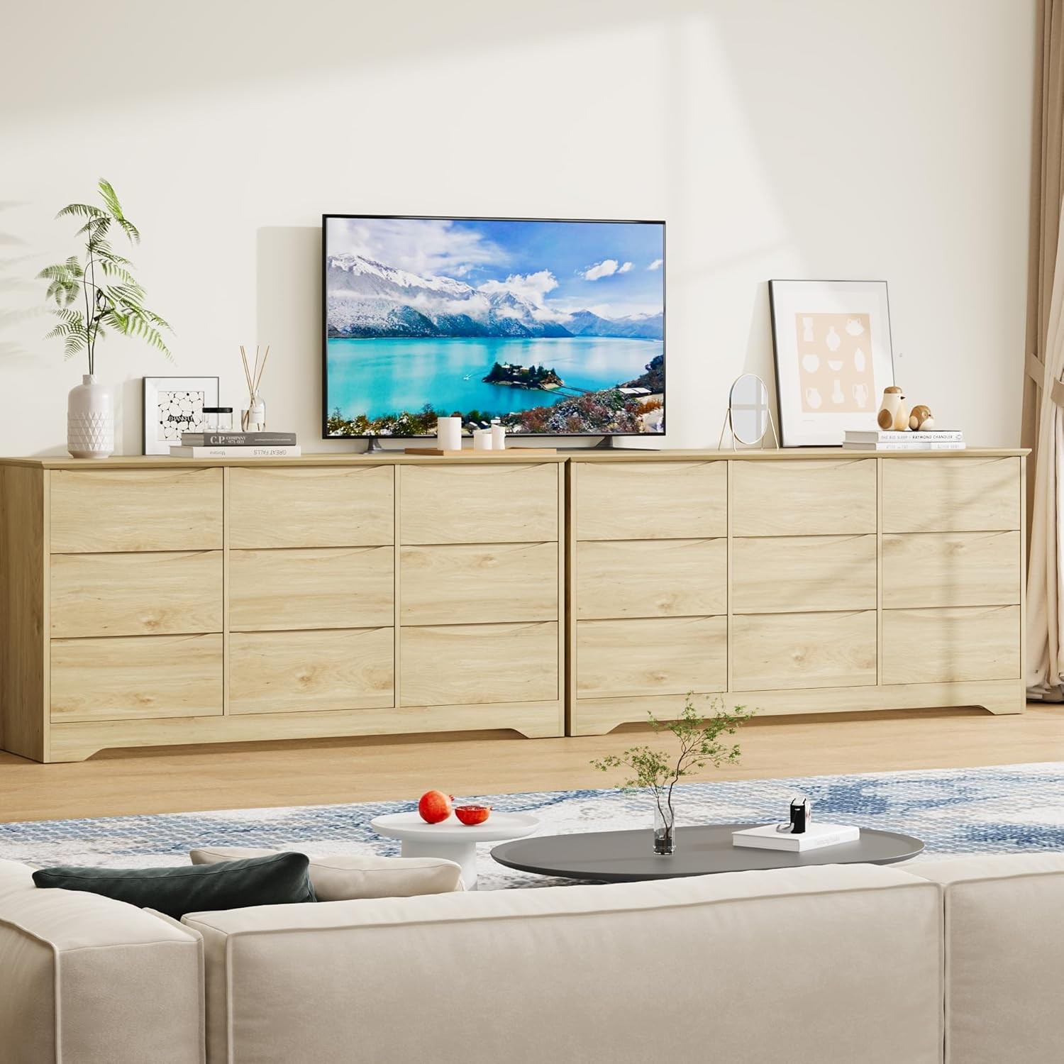 Wooden Dresser with 9 Drawers, Large Chest Storage Dresser for Bedroom