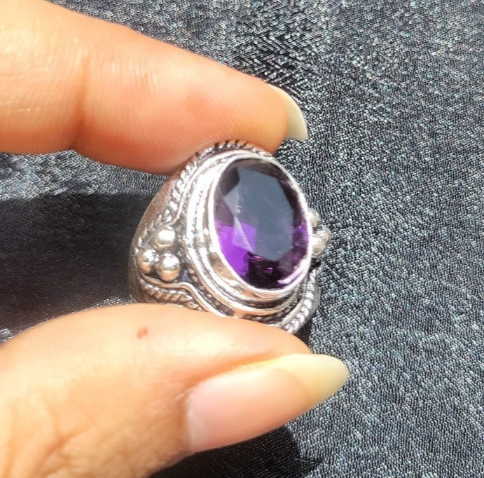 African Amethyst Gemstone 925 Sterling Silver Ethnic Handmade Jewelry Ring Size