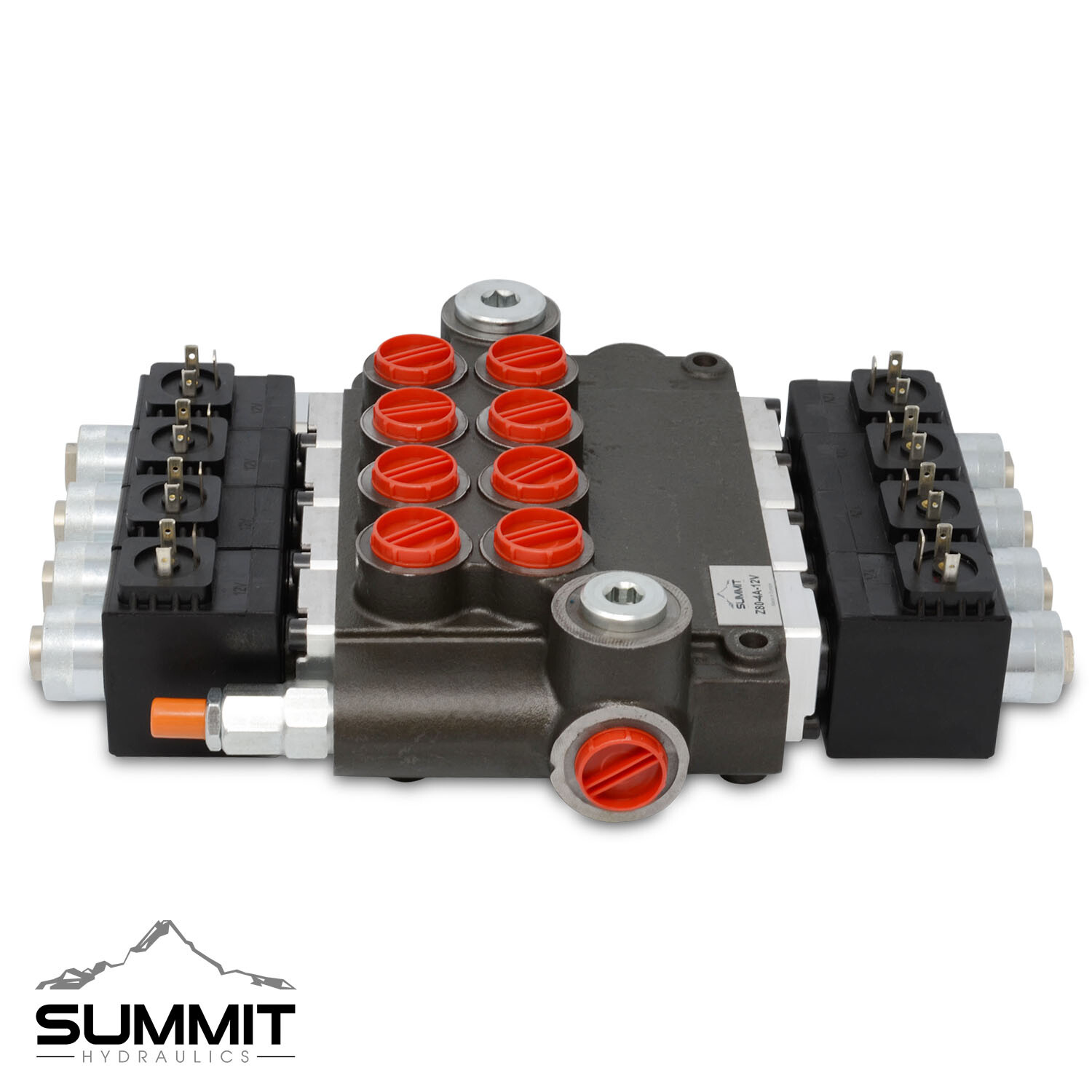 Hydraulic Monoblock Solenoid Directional Control Valve 4 Spool, 21 GPM w/ Switch