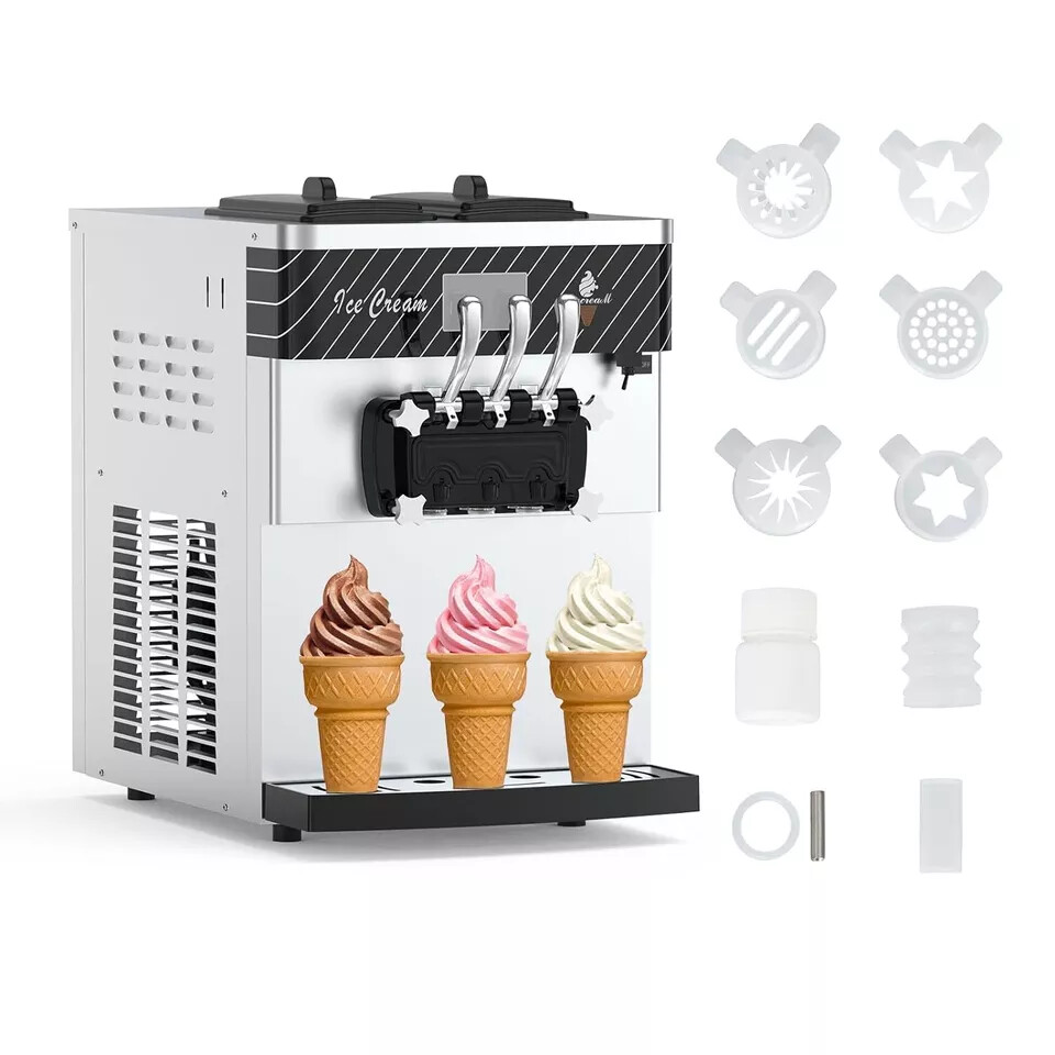 Commercial Ice Cream Machine 20-30L/H 2450W Countertop Soft Serve Maker
