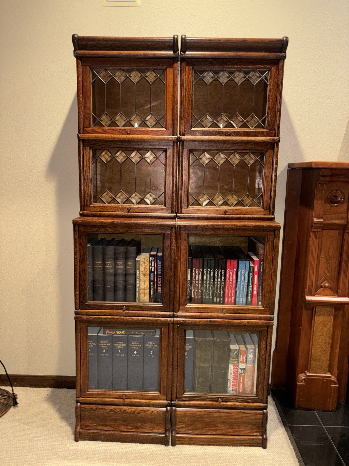 Macey-Wernicke  8 Stack 1/2 Size Oak Bookcase Original Finish Leaded Doors