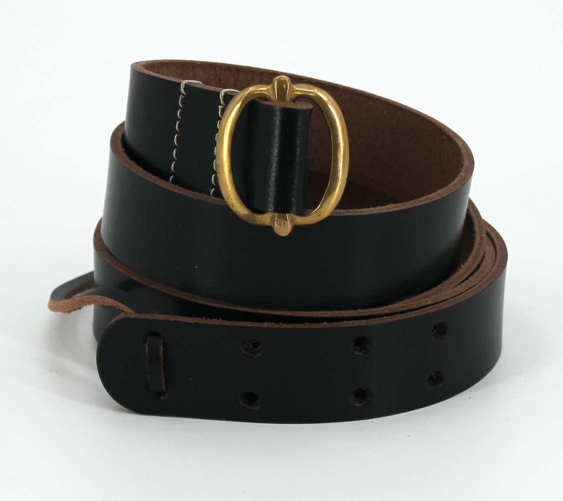 Black Leather Musket Sling with Brass Buckle