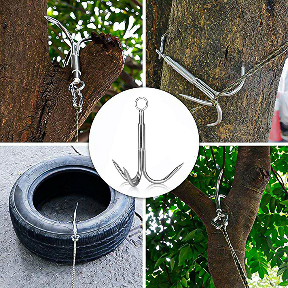 Grappling Hook 3Claw Climbing Hook Stainless Steel Grapnel Hook Small/Large size
