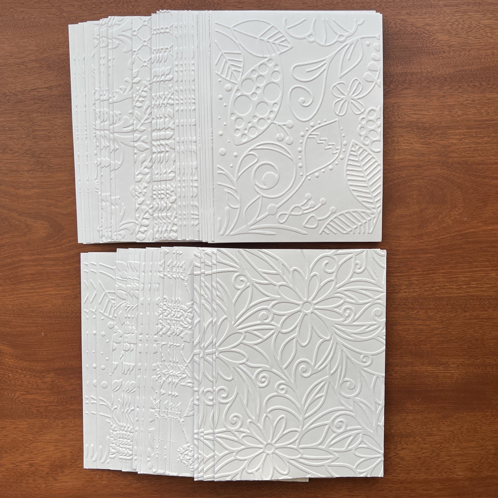 50 Pcs White Embossed Floral/Botanical Cardstock , Card Toppers, Junk Journal