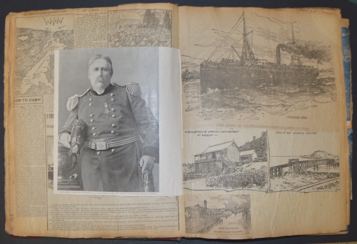Antique 1898 SPANISH AMERICAN WAR SCRAPBOOK, Huge, Original ! Remember the Maine