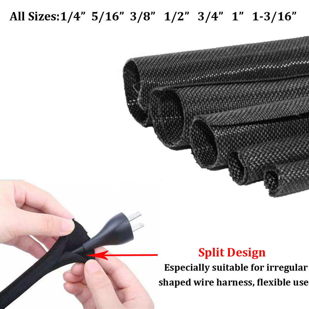 Braided Split Sleeving Wire Loom Tubing Cable insulated Sleeve Cord Protector
