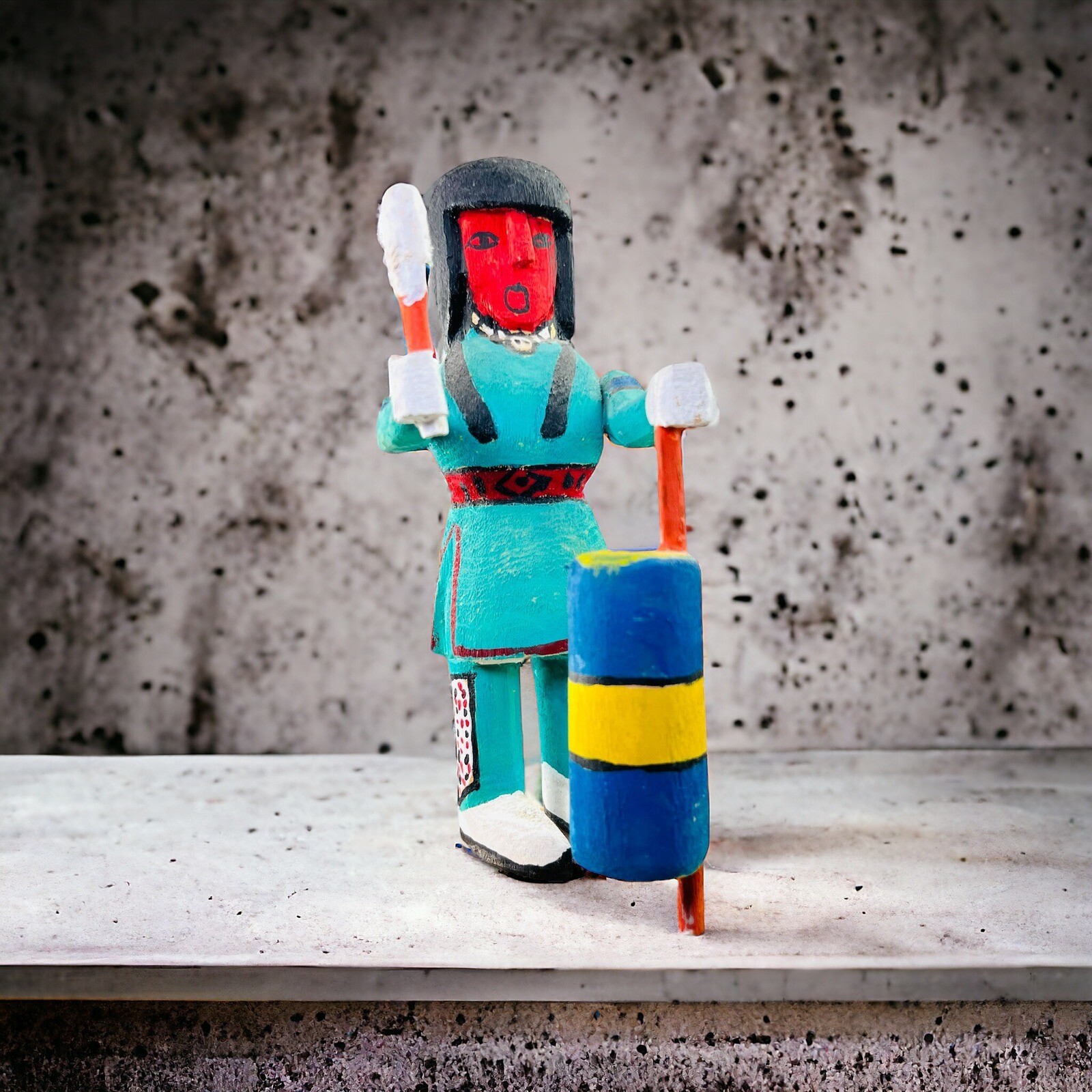 San Juan Pueblo Doll Native American Hand Carved Signed Joe V. Trujillo