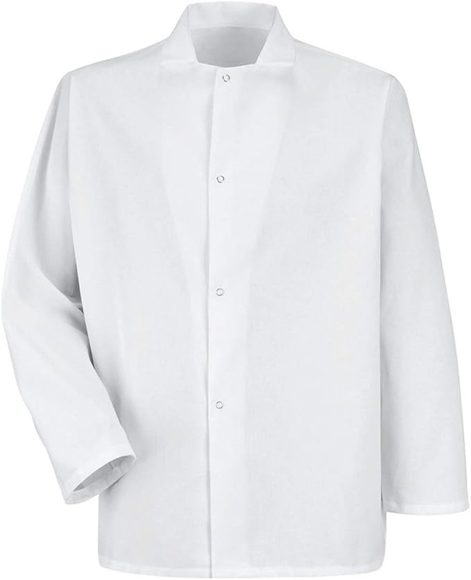 Red Kap Men's No Fuss Gripper Front Short Butcher Coat