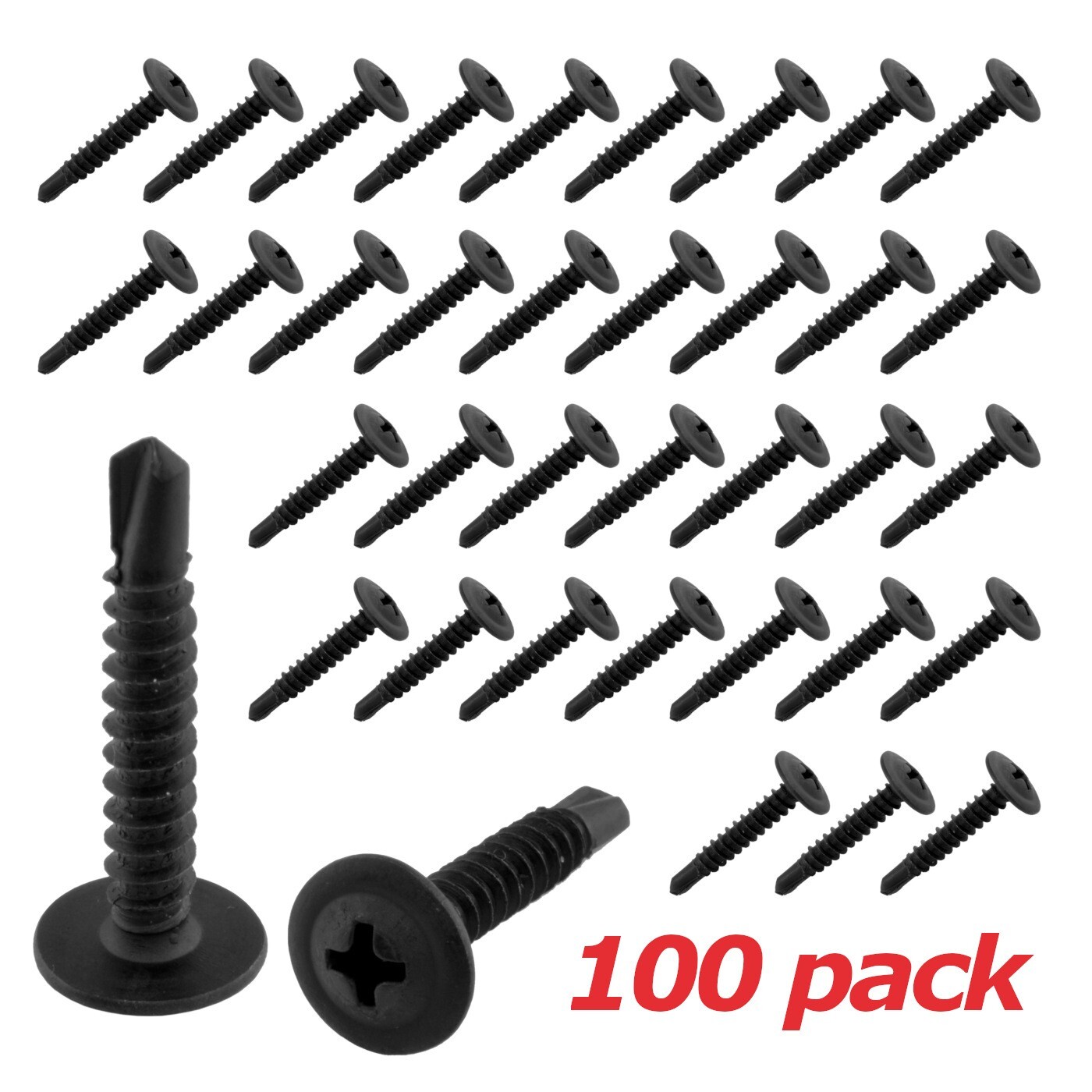 Black Phosphate Phillips Wafer Head Self Tapping Drilling Screws 1" inch 100/pk