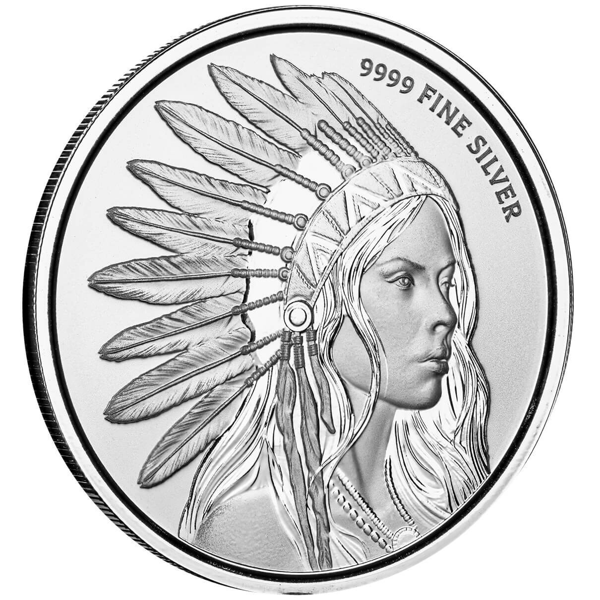 1 oz Silver Round Buffalo Girl Silver Bullion Round -
