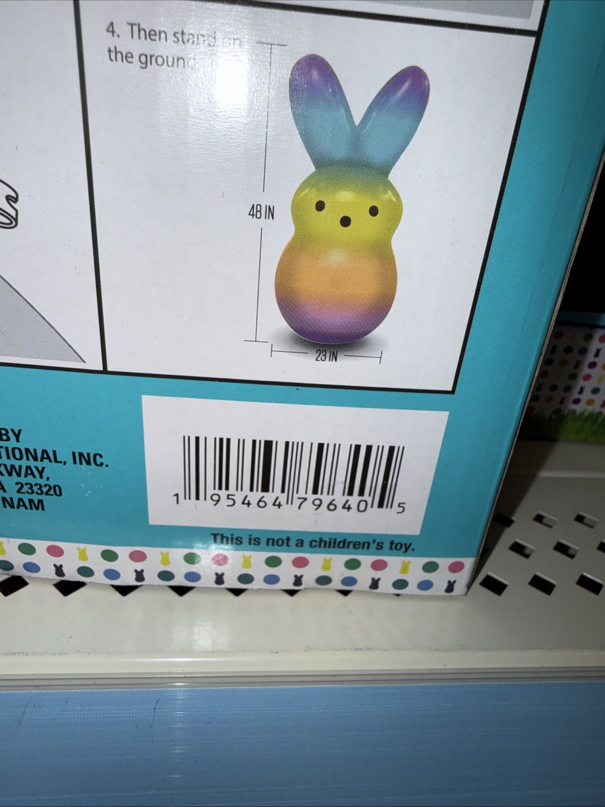 Peeps 4 Ft Inflatables Ombré Bunny Easter Indoor/Outdoor Free Shipping NIB